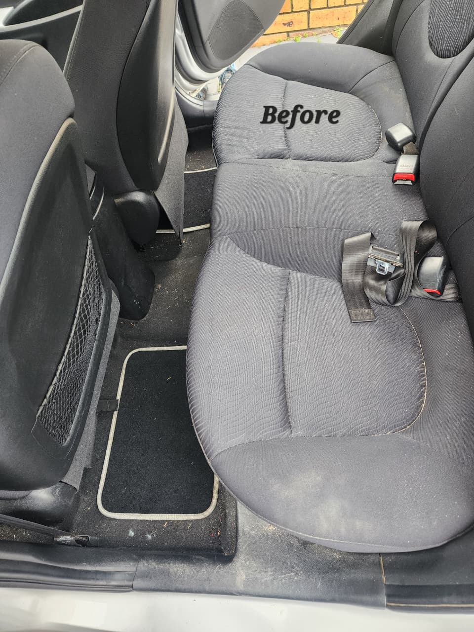 Vehicle Rear Seat before cleaning