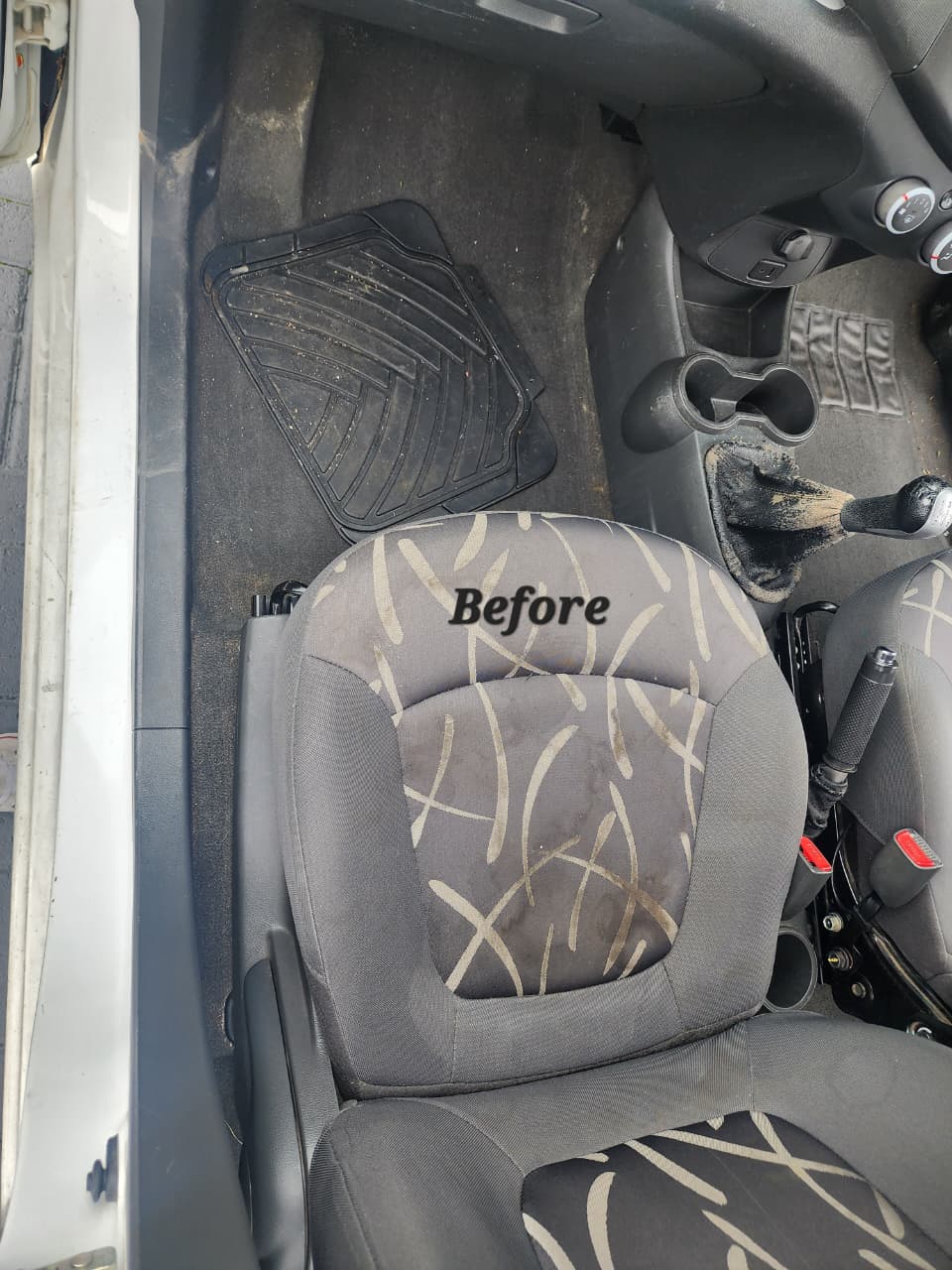 Patterned Fabric Seat before cleaning